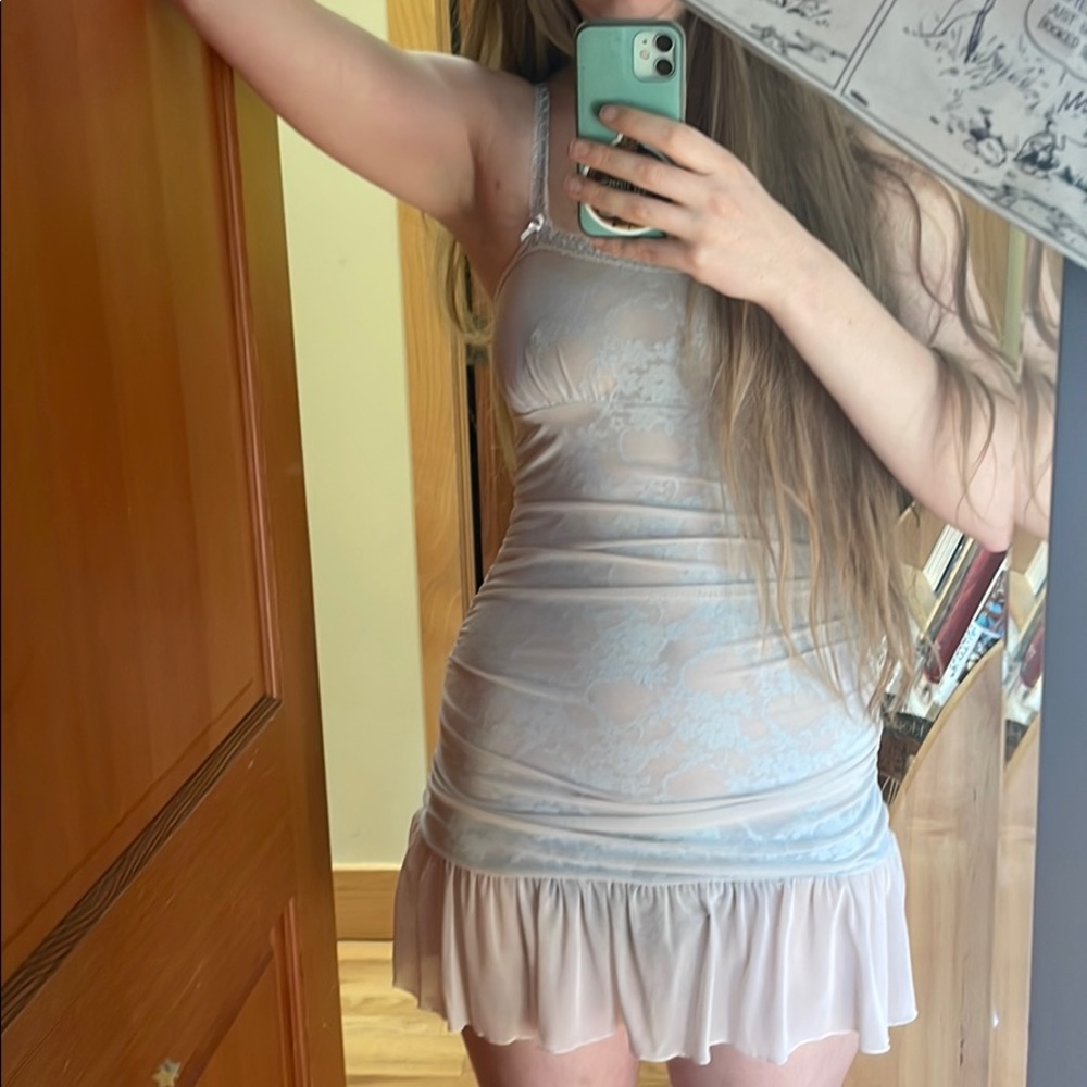 Stretchy lace negligee / mini dress